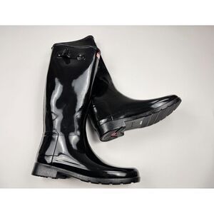 Hunter Original Tall Gloss Rain Boots‎ Women 10 NWOB Black Rubber Waterproof